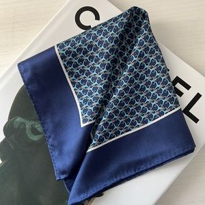Navy silk pocket square